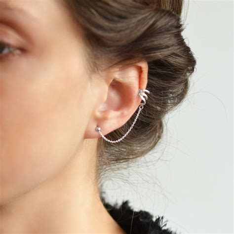 Sterling Silver Ear Cuff And Stud Earrings By Martha Jackson Sterling