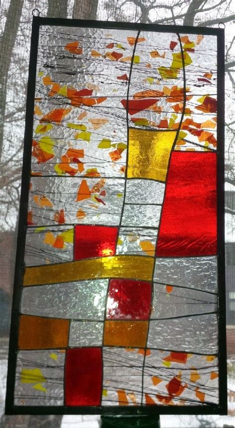 Stained Glass Panel Window With Confetti Glass Etsy