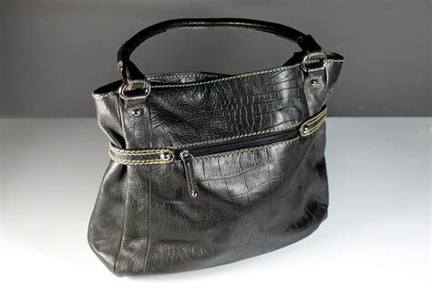Black Leather Tote Bag Tignanello Handbag Shoulder Bag Carry All