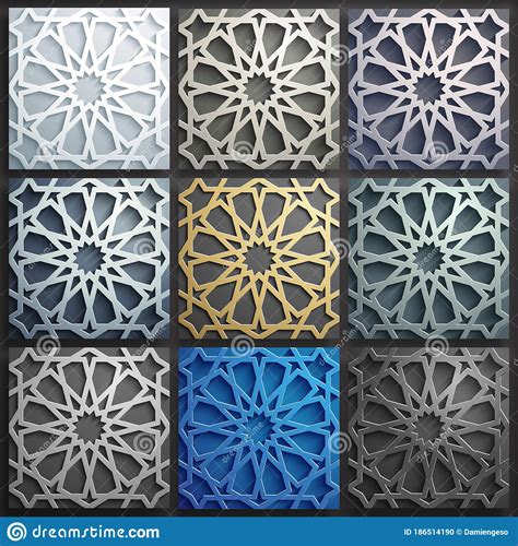3d Vector Islamic Pattern Set Vector Abstract 3d Arabic Ornament