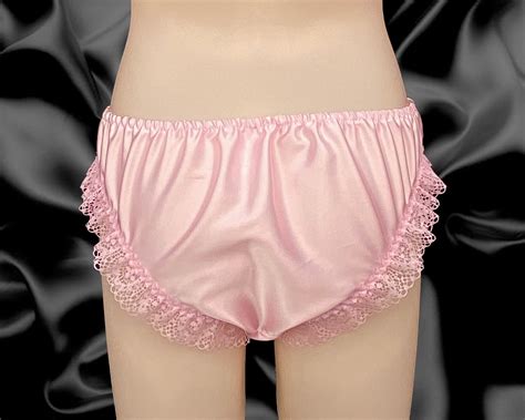 Pink Satin Frilly Sissy Full Panties Bikini Knicker Underwear Size
