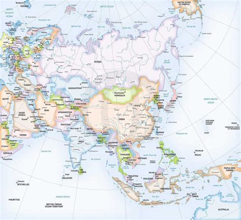 Vector Map Of Asia Continent Physical One Stop Map