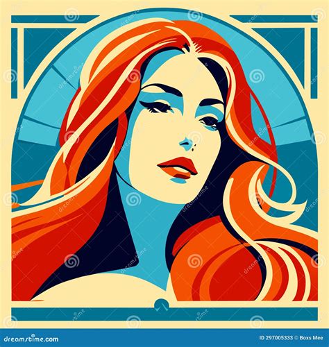 Beautiful Girl With Long Hair Vector Illustration In Retro Style Stock Illustration