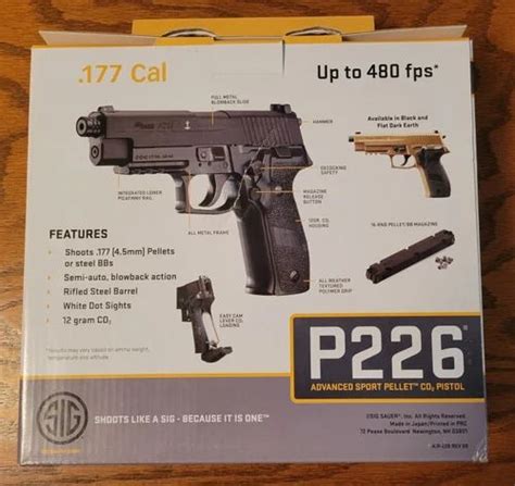 Sig Sauer Air P226 177 Cal Blowback Co2 Air Pistol With Pellets And 3