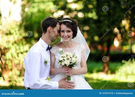 Happy Bride And Groom On Their Wedding Stock Photo Image Of Groom