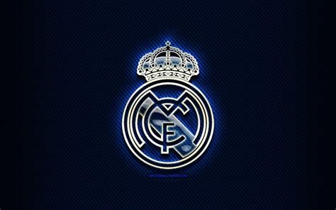 Download Wallpapers Real Madrid Fc Glass Logo Blue