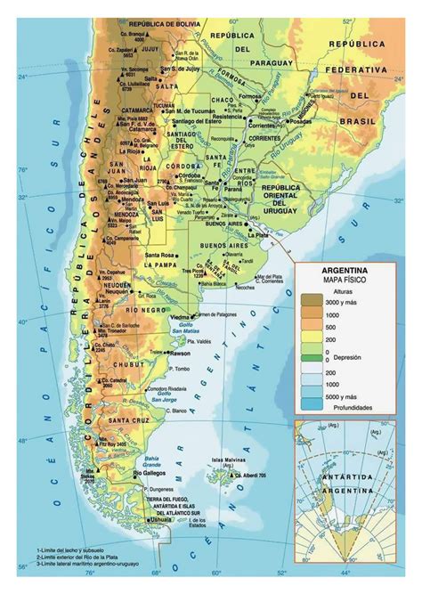 Physical Map Of Argentina With Cities Argentina South America