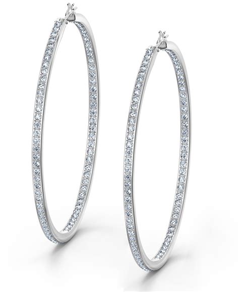 Swarovski Silver Tone Large Crystal Hoop Earrings 212 In 2021