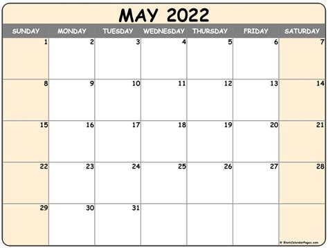 May 2022 Calendar Free Printable Calendar Templates May 2022 Calendar