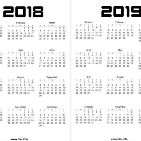 2018 2019 Calendar Printable Free Free Download