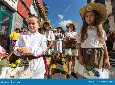 Children Wearing In Traditional Costumes At Madeira Wine Festival In