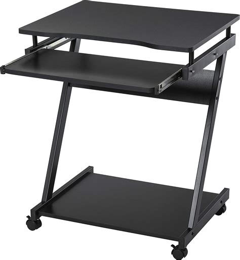 Homcom Movable Computer Desk With 4 Moving Wheels Sliding Keyboard Tray