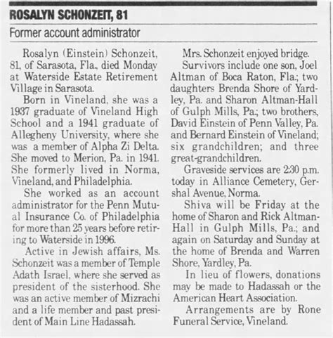 Rosalyn Altman Einstein Schonzeit (1918-1999) - Find a Grave Memorial
