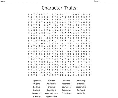 Printable Character Traits Crossword Puzzle Printable Crossword Puzzles