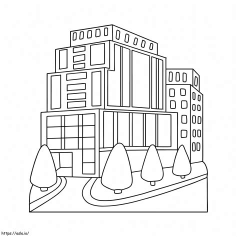 Modern Houses Building Coloring Page