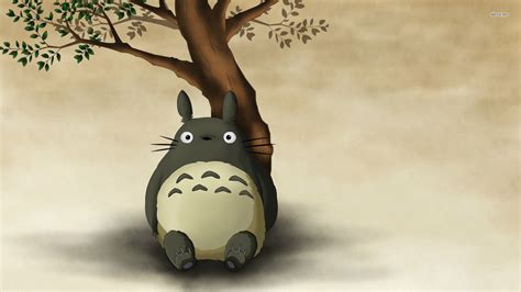 My Neighbor Totoro Hd Wallpaper Whimsical Totoro Under Tree