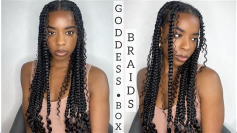 how to jumbo knotless goddess box braids with curly ends very detailed braids braided