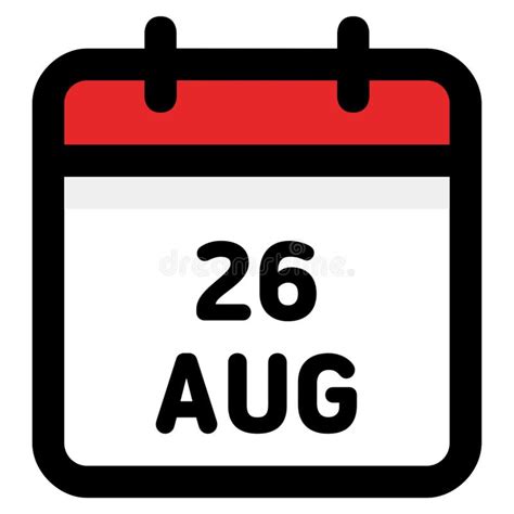 August 26 Vector Flat Daily Calendar Icon Date And Time Day Month