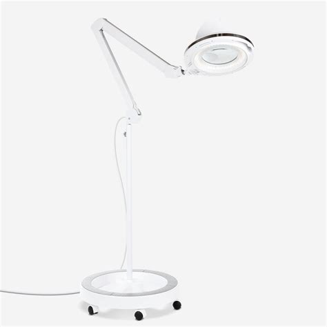 Lightview Pro Magnifying Glass Led Floor Lamp And Rolling Base White