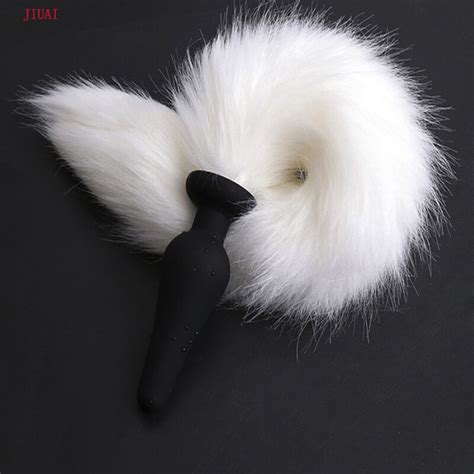 White Long Fox Tail Anal Plug Furry Silicone For Anal Butt Plug Cosplay