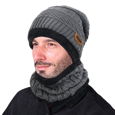Vbiger Winter Beanie Hat Scarf Set Warm Knit Hat Thick Knit Skull Cap For Men Women