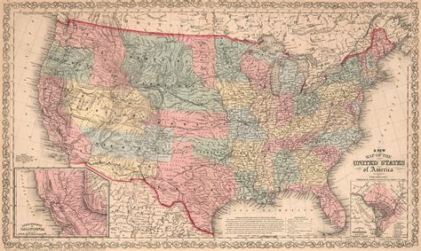 Vintage United States Map 1859 Drawing By Cartographyassociates Pixels