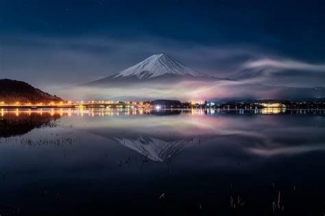 Nature Reflection Mountains Snowy Peak Mountain Pass Mount Fuji