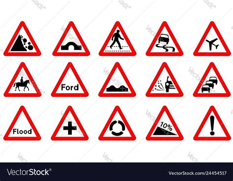 15 Triangle Traffic Signs Royalty Free Vector Image