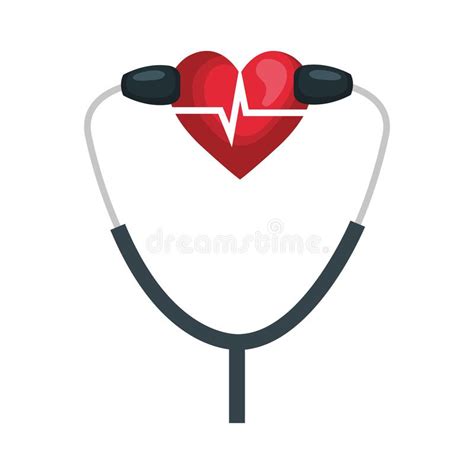 Heart Cardio Iwith Stethoscope Stock Vector Illustration Of