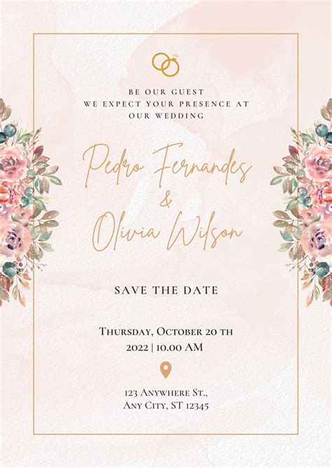 Invitations And Announcements Printable Wedding Invitation Templates