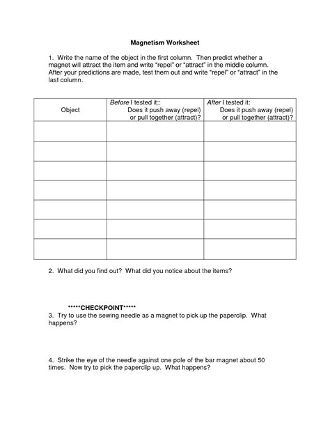 Grab the magnets and magnetism worksheets featuring experiments and activities like label the poles, classifying understanding novel terms is vital in learning new scientific concepts. 10 Best Images of First Grade Magnet Worksheets - Magnet ...