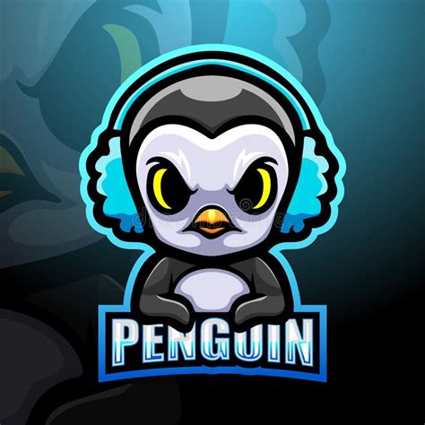 Gamer Penguin Mascot Esport Logo Design Stock Vector Illustration Of