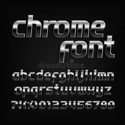 Chrome Alphabet Font Metal Effect Small Caps Letters And Numbers Stock