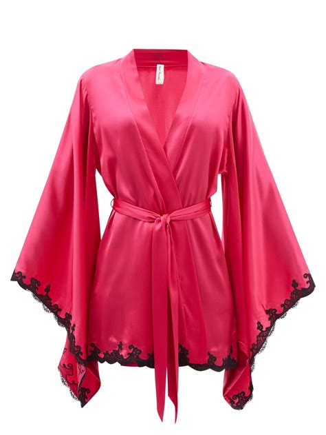 Pink Molly Lace Trimmed Satin Robe Agent Provocateur Matchesfashion Us