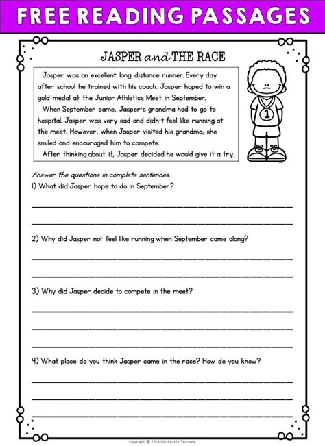 Print worksheets for christmas, hanukkah, new year, groundhog day, pi day, valentine's day, st. Free Reading Passages | Reading comprehension worksheets ...