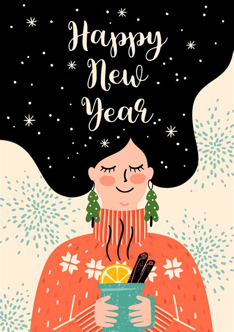 christmas and happy new year illustration trendy retro style 286887 vector art at vecteezy