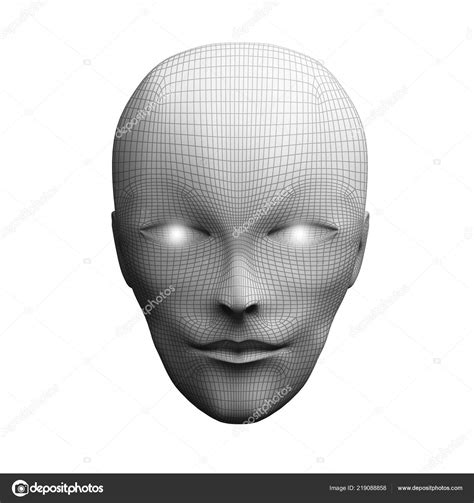 Front View Human Head Model Isolated White Background Artificial