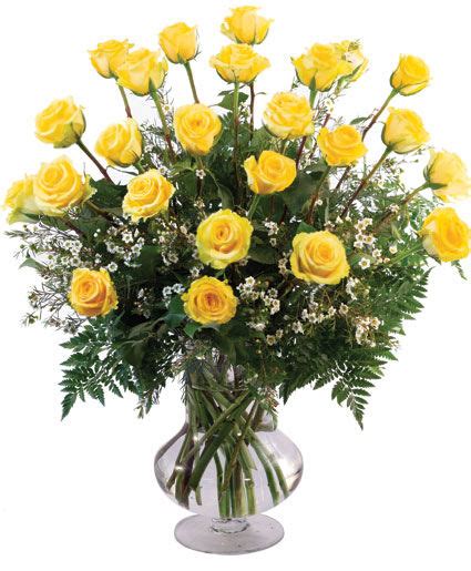 Two Dozen Yellow Roses Vase Arrangement In Clewiston Fl Clewiston