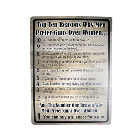 funny top 10 reasons why men prefer guns metal sign novelty bar pub wall decor 15 49 picclick