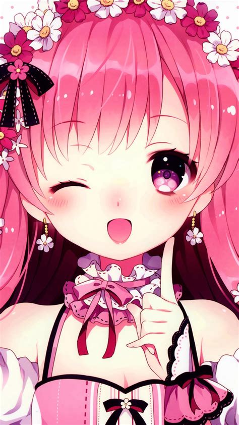 Anime Cute Girl Iphone 6 Plus Wallpaper Hd Data Src Pink Anime Cute Girl 1080x1920 Wallpaper