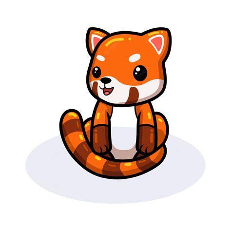 Premium Vector Cute Little Red Panda Cartoon Sitting