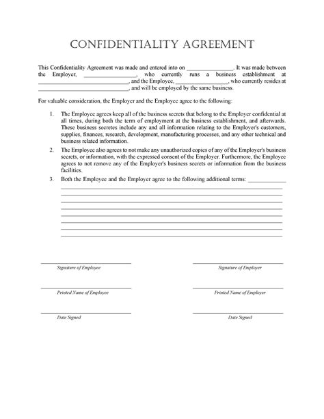 Word Employee Confidentiality Agreement Templates Awesome Template