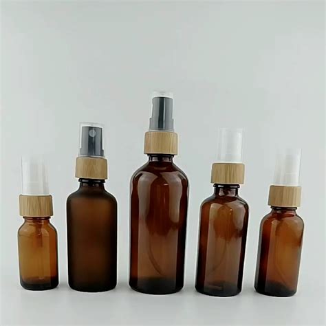 Amber Glass Cosmetic Bottles 5ml 10ml 15ml 20ml 30ml 50ml 100 Ml Amber Glass Bottle With Bamboo