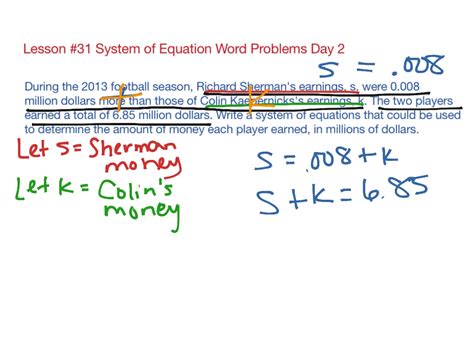 Lesson 31 System Of Equation Word Problems Day 2 Math Algebra