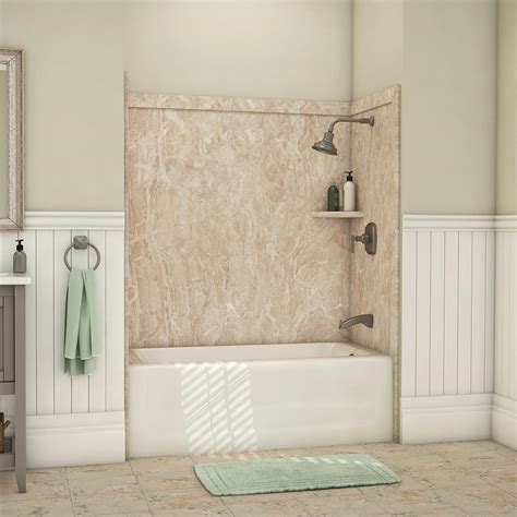 Surround paneling costs less than wall tile and is easier to install. FlexStone Elite 32 in. x 60 in. x 60 in. 9-Piece Easy Up ...