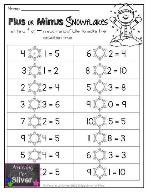 Subtraction Worksheet Kindergarten Minus 1 Missing Maths Signs Plus