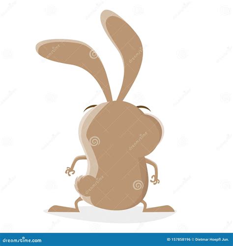 Funny Cartoon Illustration Of The Backside Of A Crazy Rabbit Stock