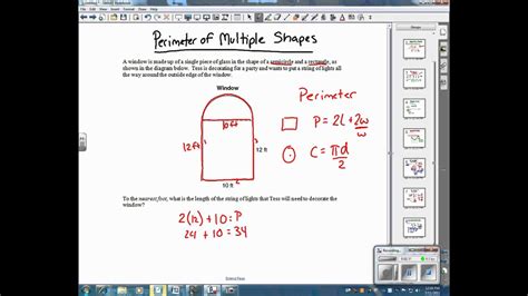 Online half circle property calculator. Perimeter of Multiple Shapes.wmv - YouTube