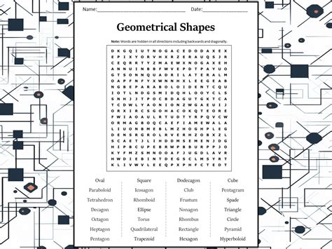 Geometrical Shapes Word Search Puzzle Worksheet Activity Teaching