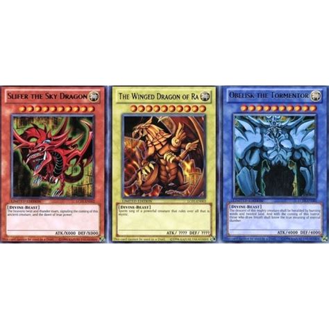 Yugioh Egyptian God Cards Obelisk Slifer Ra Set Ultra Rare Ygld Limited